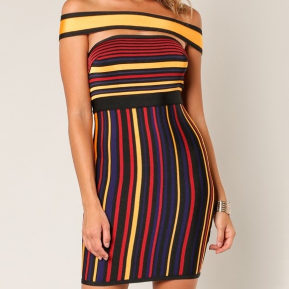 🖤 Wow Couture Sexy Club Striped Bandage Mini Dress (C) - Picture 5 of 5